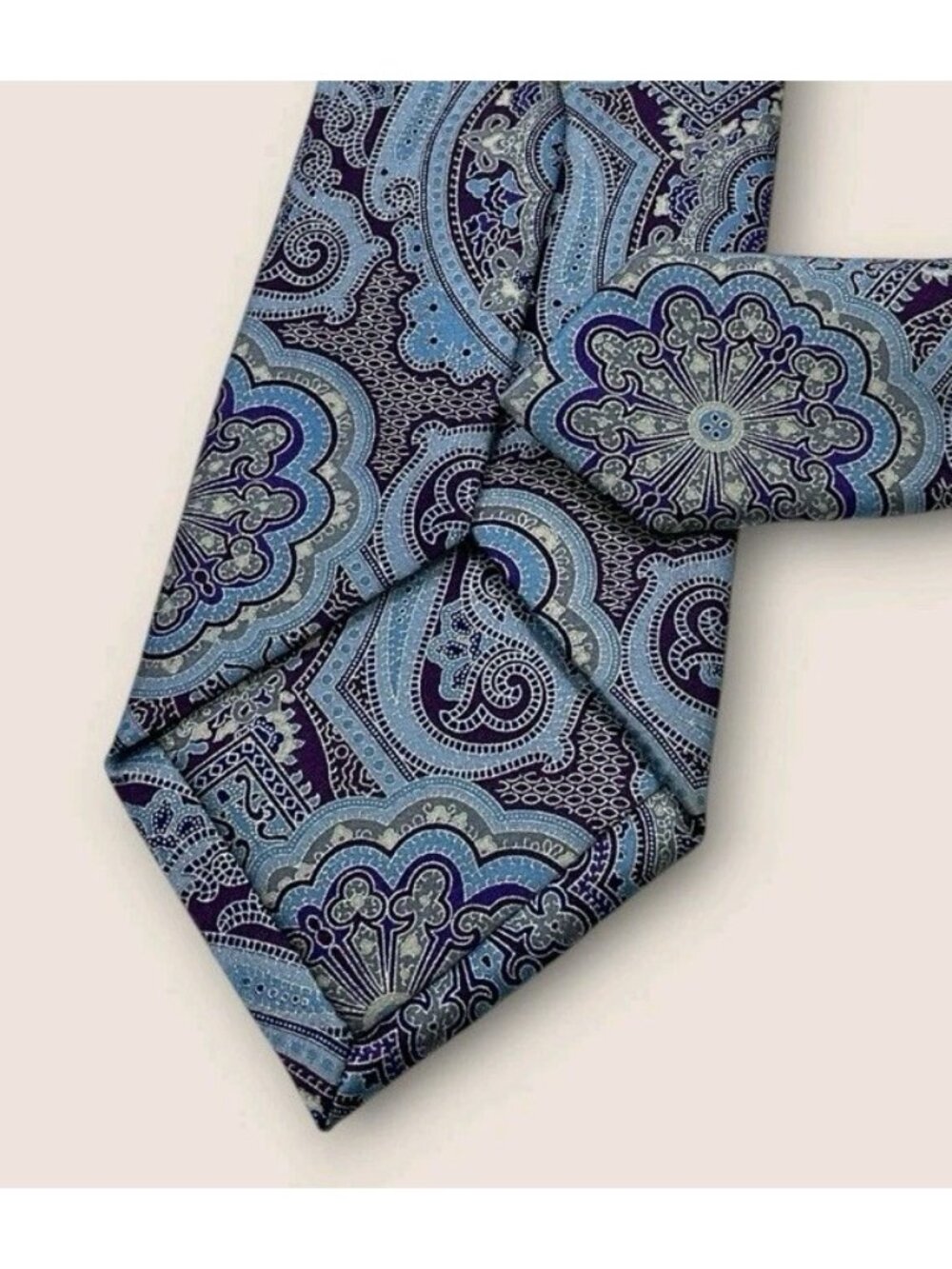 PRINCIPE Silk Tie ITALY Blue Purple Gray Paisley W:3.1" EUC - Picture 4 of 5